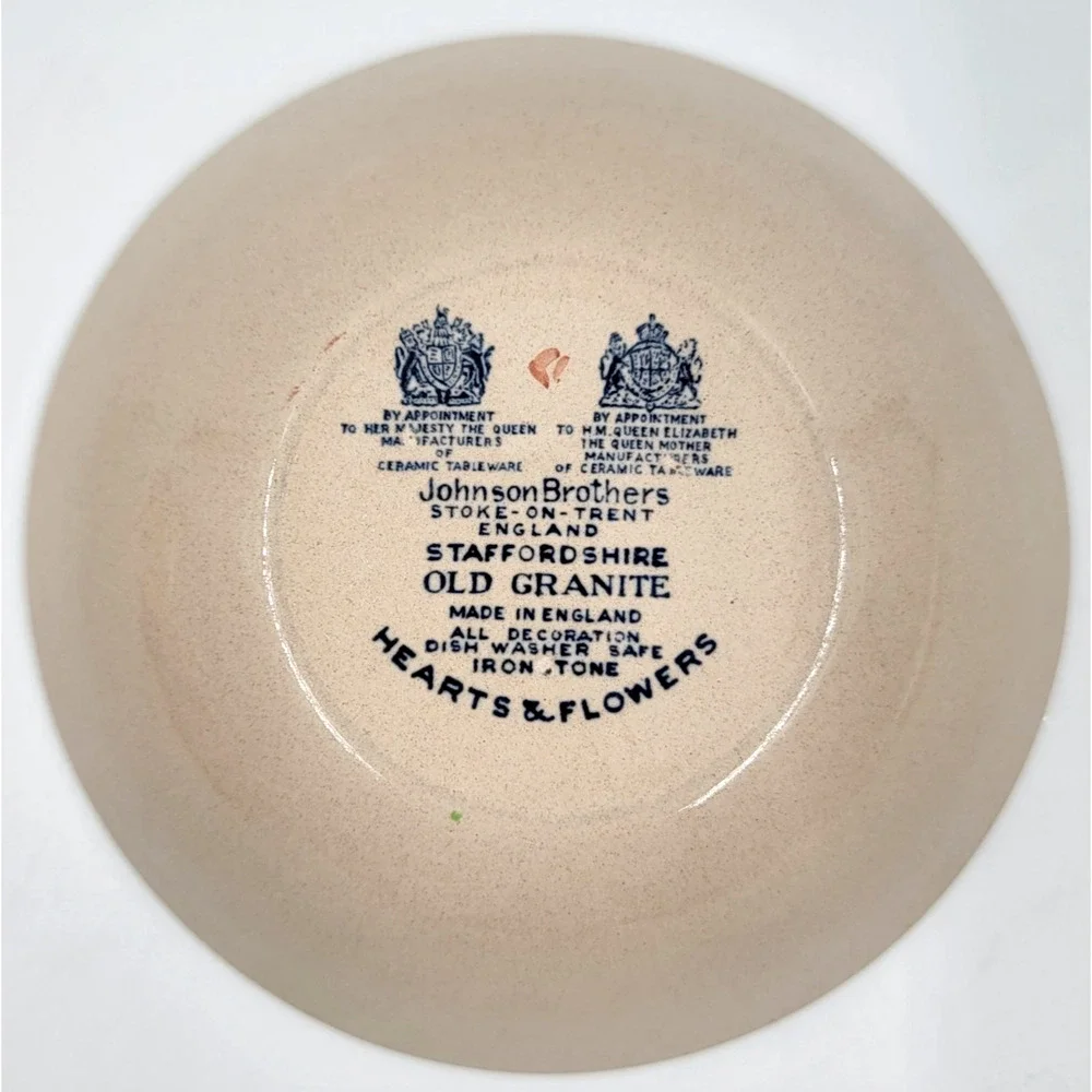 Johnson Brothers Hearts & Flowers Old Granite Cereal Bowl Ironstone England